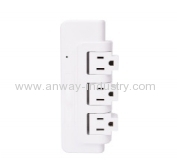 3 outlets wall socket us rotating power strip surge protector plugs sockets