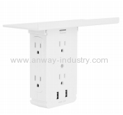 2 wall outlet shelf surge protector 18w usd c power strip