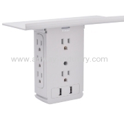 3 wall outlet shelf surge protector and 2 usb BLACK