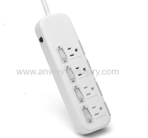 us 4 AC outlet socket individual switches power strip