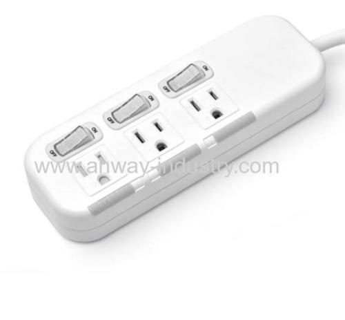 US Standard 3 Outlets Power Plug Surge Protector Individual Switches Power Sockets