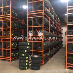 Heavy duty stackable metal storage and display truck tire racks for warehouse tire
