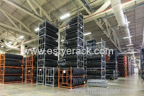 OEM warehouse storage stacking movable tube metal steel folding tire stillage