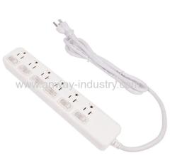 socket outlet 6 way usa surge protector power strip with individual switches