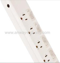 socket outlet 6 way usa surge protector power strip with individual switches