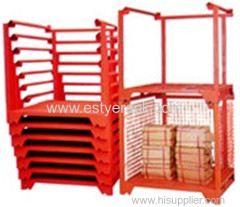 Customized welded heavy duty collapsible portable metal steel stacking storage forklift nestainer racks for warehouse