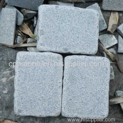 flamed and tumbled grey granite pavers