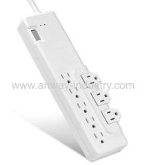 US standard 8 outlet 3 usb rotated wall power sock strip with 2 in 1 switch