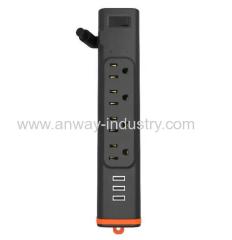 US Standard 4 Outlets Power Plug Surge Protector with 3 USB