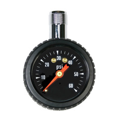 1.5"Straightly-insert Stainless Steel Coloured Tire Pressure Gauge with Rubber