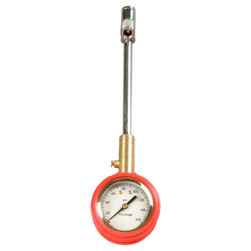 2"Zinc Alloy Dual-head Long Handle Valve Assembly Tire Pressure Gauge