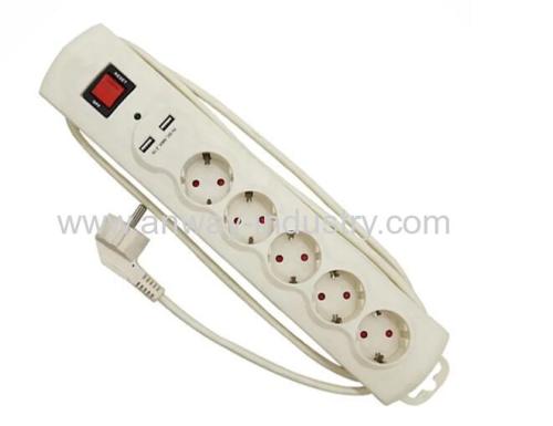 EU Surge Protector Electrical Power strip with 2 in 1 extension Power Socket with 2 usb