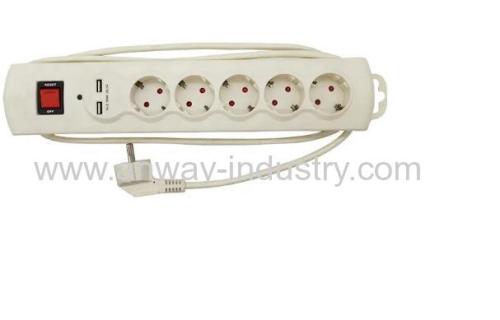 EU Surge Protector Electrical Power strip with 2 in 1 extension Power Socket with 2 usb