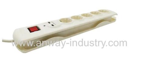 EU Surge Protector Electrical Power strip with 2 in 1 extension Power Socket with 2 usb