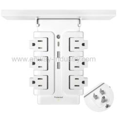 Residential Wall Charger 3 Usb Multi Plug Outlet Surge Protector Power Strip Rotatable Socket