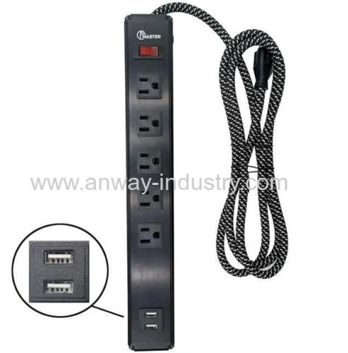 6 outlet type surge protector aluminium socket with master switch