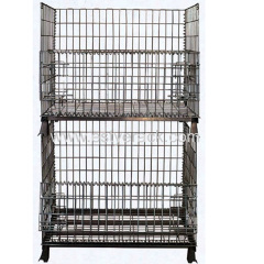 Metal pallet stackable storage cage without wheels