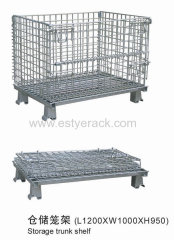 Metal pallet stackable storage cage without wheels