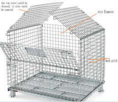 Metal pallet stackable storage cage without wheels