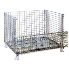 Metal pallet stackable storage cage without wheels