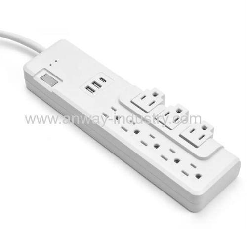 USA 5 fixed outlets 3 rotatable way 2 in 1 switch power sock strip with USB