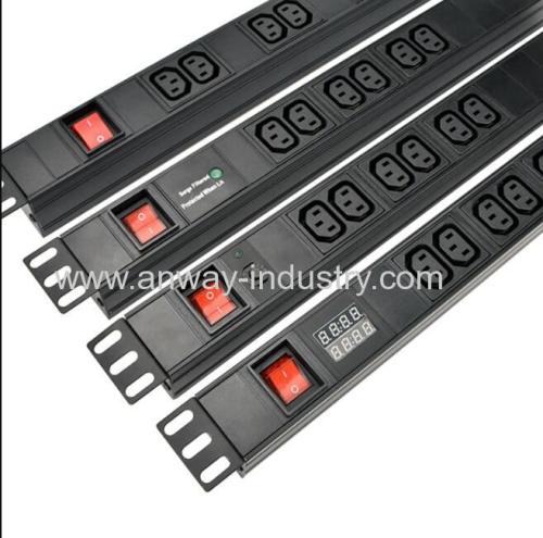 19" 1U Horizontal rack mount pdu 6 outlet surge protector socket pdu