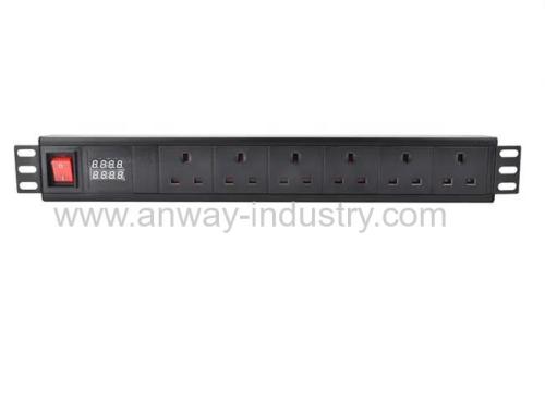 19'' 1U 6 outlets intelligent pdu uk rackmount pdu rack power distribution unit