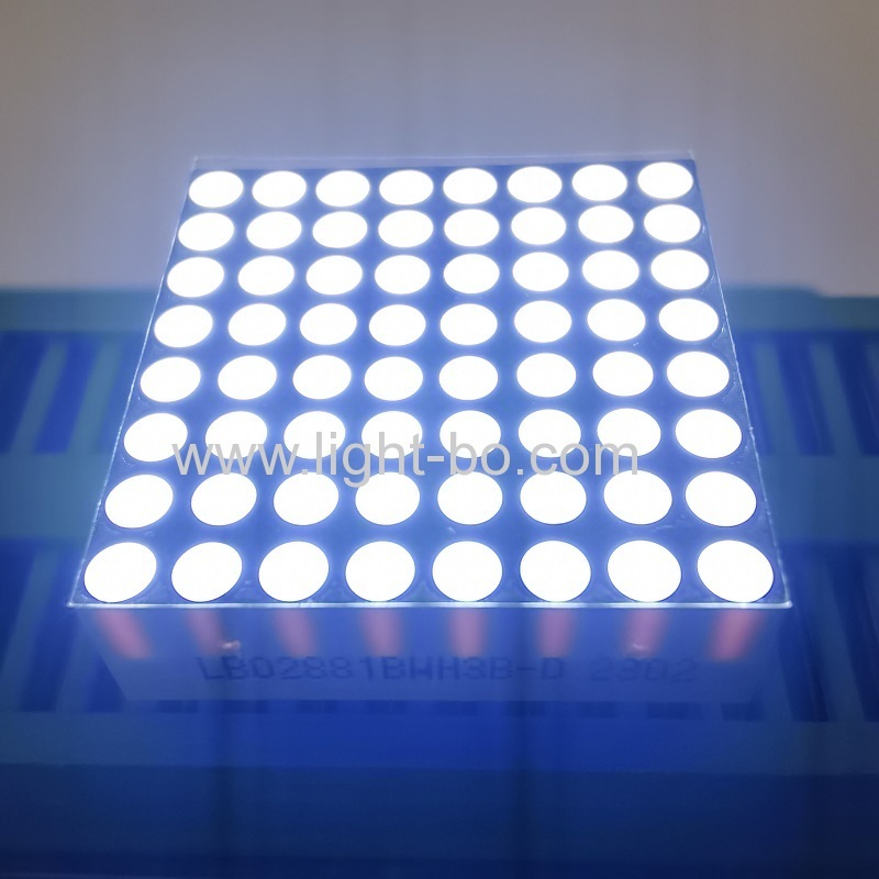 매우 밝은 흰색 1.9mm 8x8 도트 매트릭스 led 디스플레이 행 양극 열 음극 20*20mm