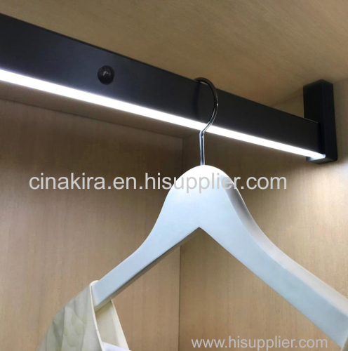 Dc12v Led Wardrobe Hanger Rail Tube Hanging Light With Pir Motion Sensor Switch Plug in Transformer Inside Closet Design