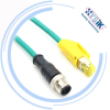 Ethernet CAT5 SF/UTP stranded 24AWG 1m patch cord PVC jacket UL Double shielded M12 D code connector