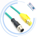 Waterproof CAT5E M12 D code to RJ45 Cable Connector Green Ethernet Cable