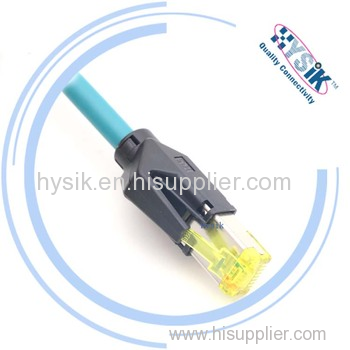 Industrial Ethernet 100 MBit/s M12 male straight plug 4 poles D-coded to RJ45 male straight plug shielded TPU jacket 1m