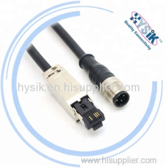 Industrial Ethernet 100 MBit/s M12 male straight plug 4 poles D-coded to RJ45 male straight plug shielded TPU jacket 1m