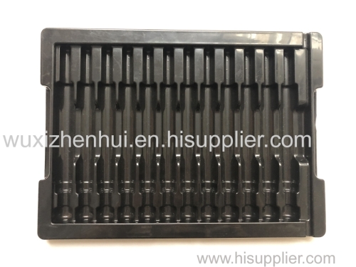 customized black plastic blister shipping trays vacuum forming blister packaging tray material PET
