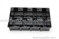 black plastic blister trays for electric parts vacuum forming blister packaging tray material PS