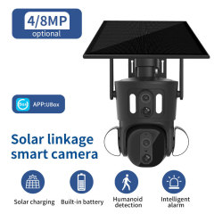 4MP Dual Lens 9W Solar Panel Power 4G Wifi PTZ IP Cameras P2P Mobile Color IR Vision Human Detection Camera