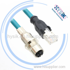 M12 X Connecting cable 8pin shielded moulded on the cable IP67 UL PUR 26AWG 2m RJ45 8P8C cable