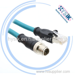 M12 X Connecting cable 8pin shielded moulded on the cable IP67 UL PUR 26AWG 2m RJ45 8P8C cable
