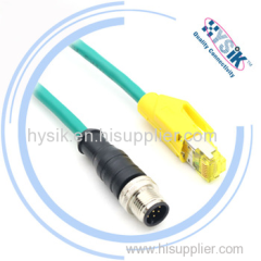 M12 X Connecting cable 8pin shielded moulded on the cable IP67 UL PUR 26AWG 2m RJ45 8P8C cable