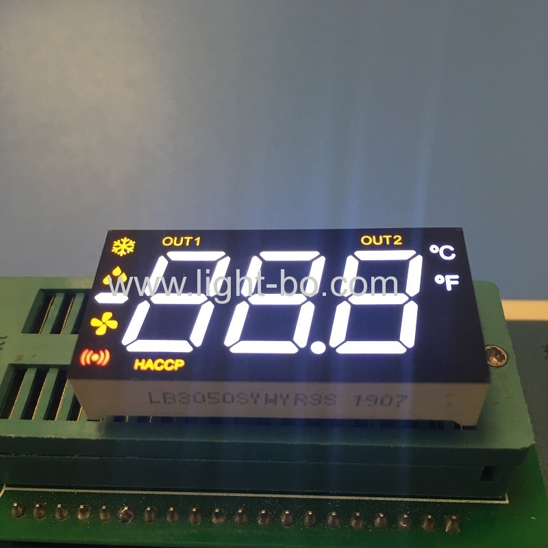 Weiße/rote/gelbe 7-Segment-LED-Anzeige mit 3-stelliger gemeinsamer Kathode für Kühlschrank-Temperaturregler