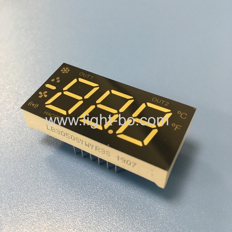 Weiße/rote/gelbe 7-Segment-LED-Anzeige mit 3-stelliger gemeinsamer Kathode für Kühlschrank-Temperaturregler