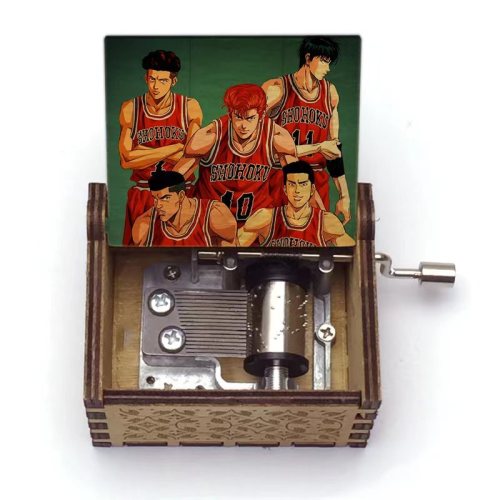 Slam Dunk Wood Carved Cranked Music Box Laser Engraving