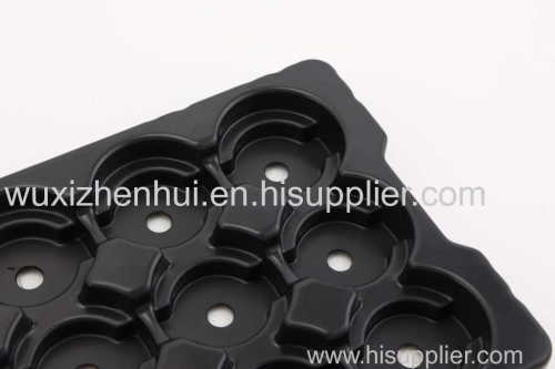 recyclable black plastic blister trays for auto parts vaccum blister packaging trays material PET