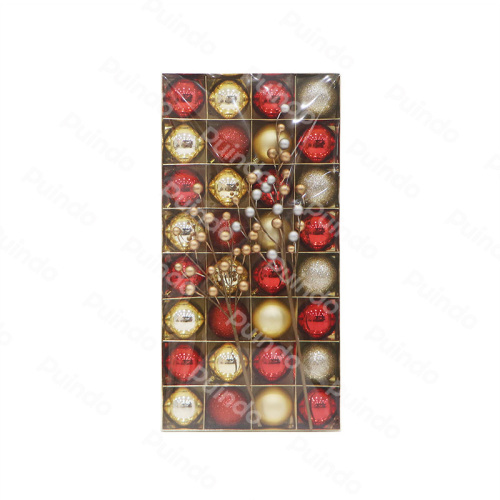 Puindo Custom Red Golden Silver Christmas Ornaments Ball with berries Gift box