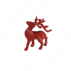 Puindo Red Christmas Ornaments Reindeer Figurine with Glitter