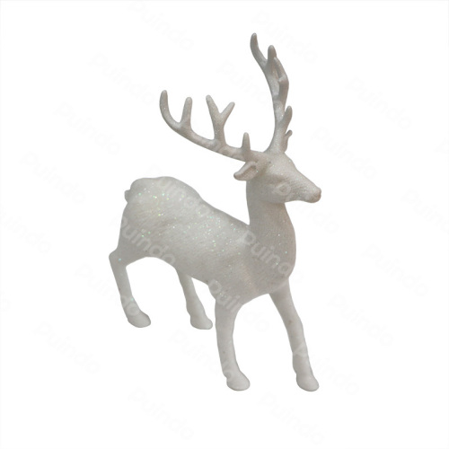 Puindo white Christmas Ornaments Reindeer Figurine with Glitter