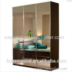 China supplier OEM mirror door home furniture wood structure three door armoire