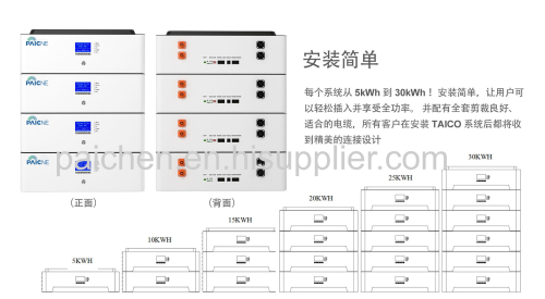 Stacked 51.2KWH household energy storage lithium battery 500AH lithium iron phosphate battery