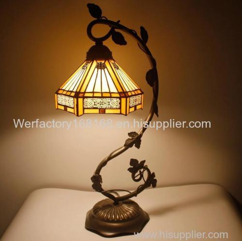 WERFACTORY Tiffany Lamp Stained Glass Table Lamp Desk Reading Light Decor Small Space Bedroom Home Office