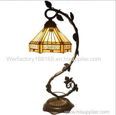 WERFACTORY Tiffany Lamp Stained Glass Table Lamp Desk Reading Light Decor Small Space Bedroom Home Office